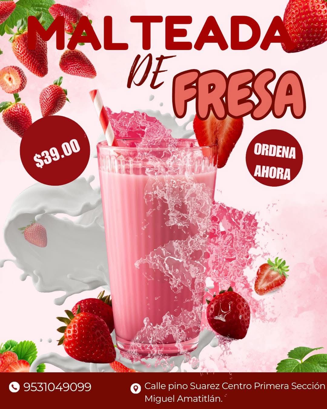 Malteada de Fresa